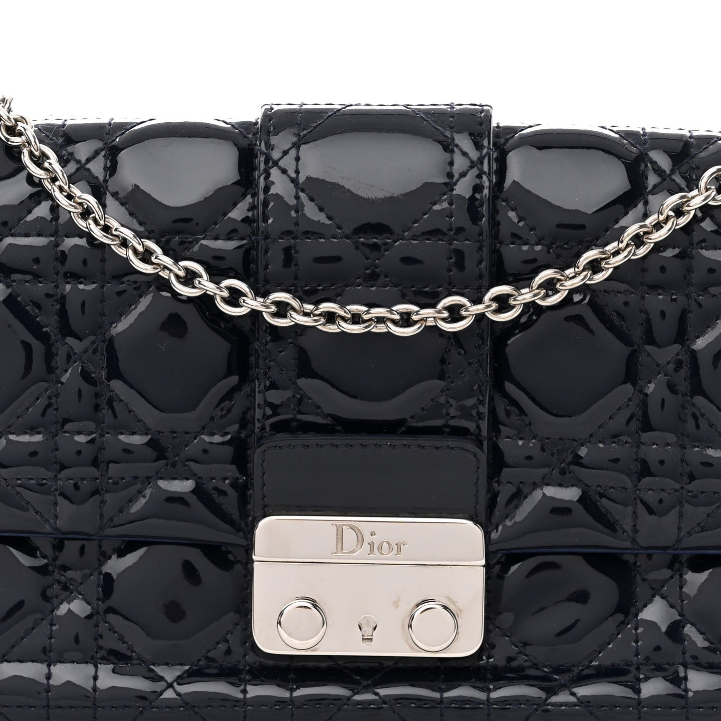 Patent Cannage Miss Dior Promenade Pouch Blue