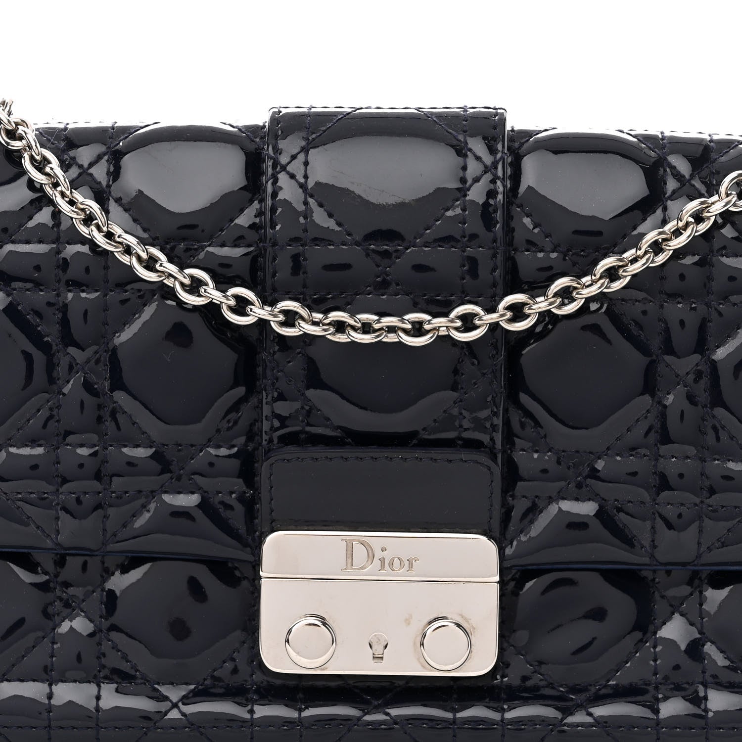 Christian Dior Patent Cannage Miss Dior Promenade Pouch Blue 7 of 9