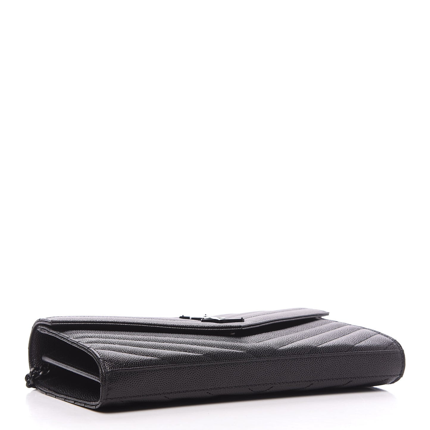 Grain De Poudre Matelasse Chevron Monogram Chain Wallet Black