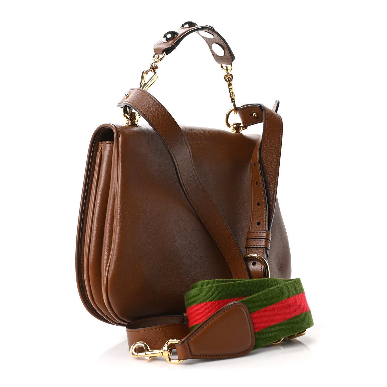 Gucci Roxy Calfskin Web Medium Blondie Shoulder Flap Bag Cuir 3 of 10