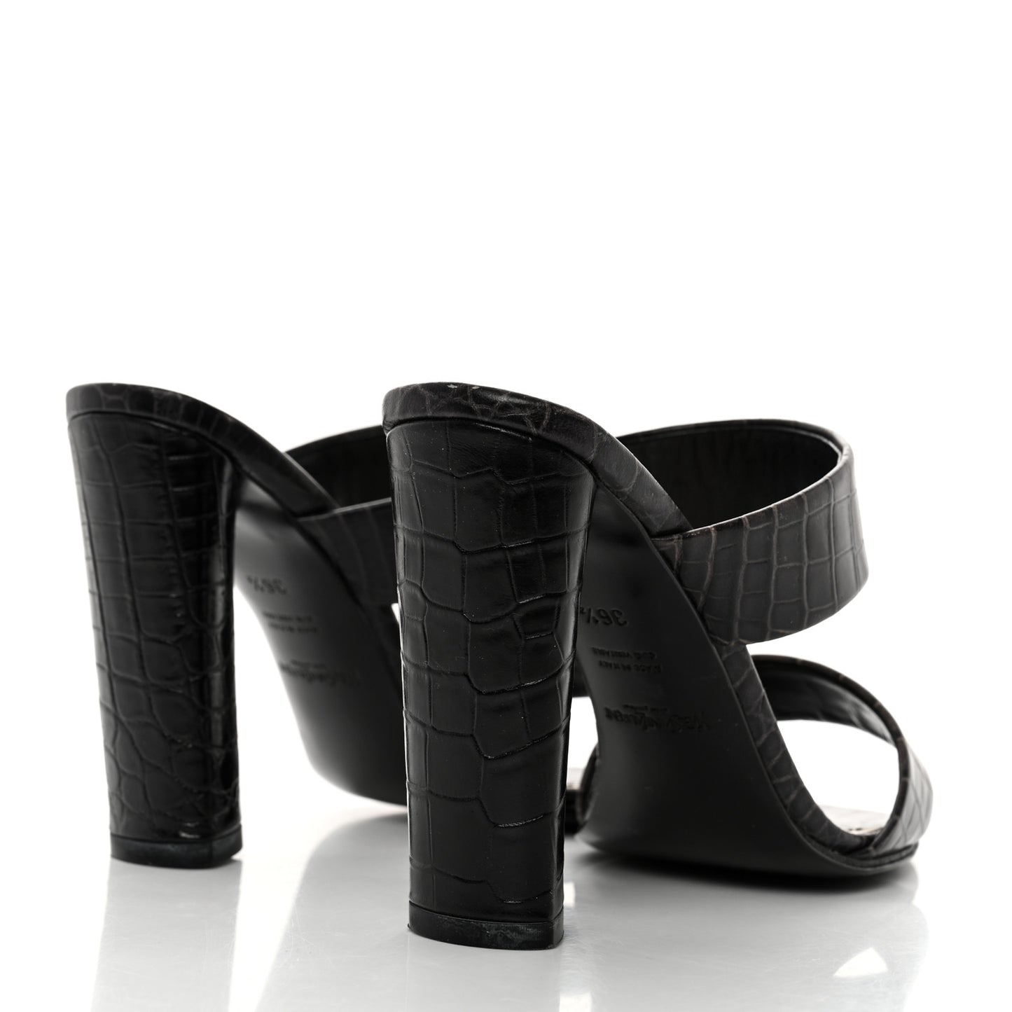 Calfskin Crocodile Embossed Sandals 36.5 Black