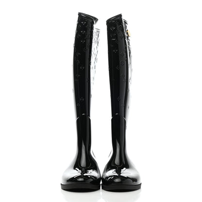 Louis Vuitton Rubber Embossed Monogram Drops High Rain Boots 41 Black 2 of 6