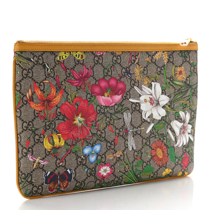 Gucci GG Supreme Monogram Flora Large Ophidia Pouch Clutch Beige Multicolor Crop 3 of 7