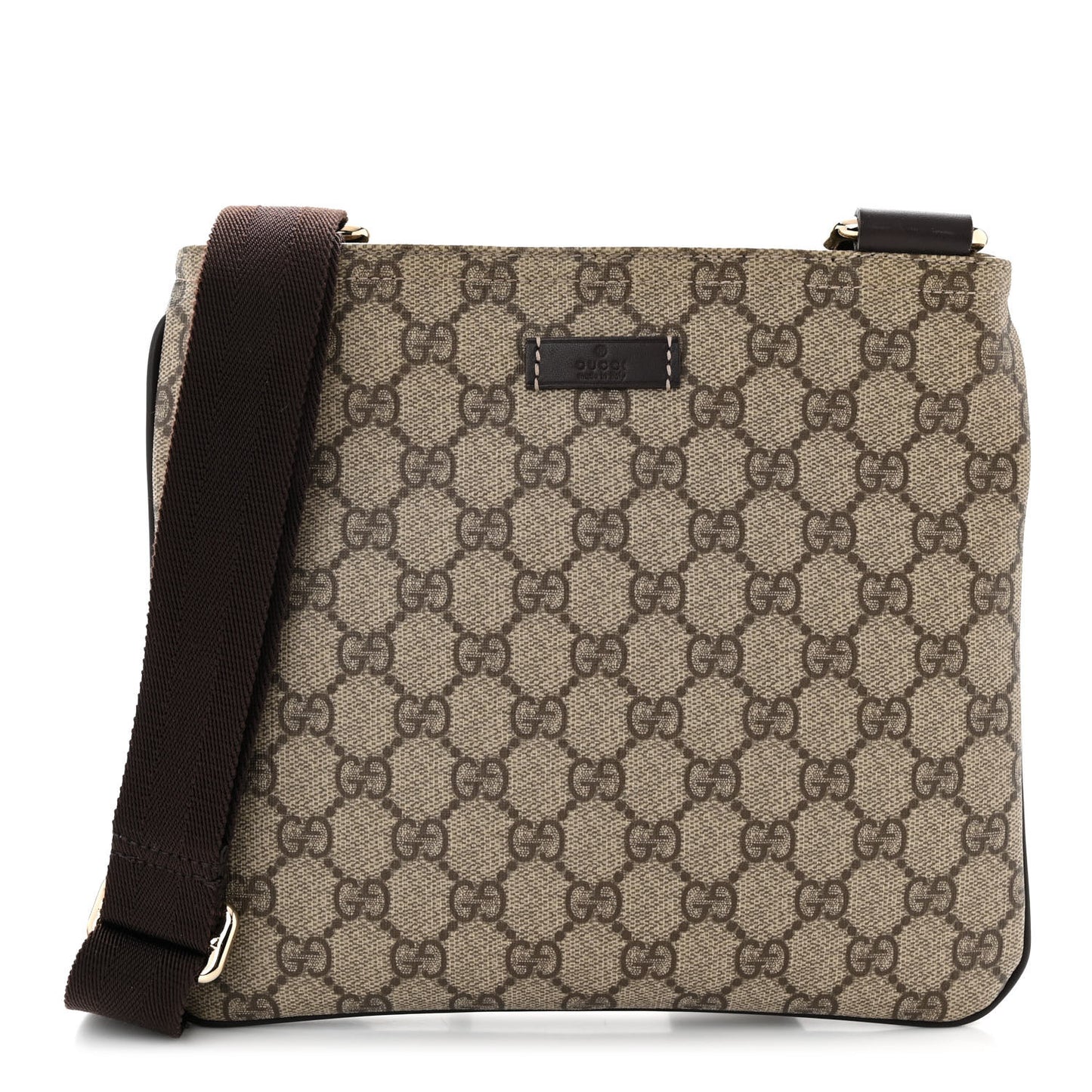 GG Supreme Monogram Small Flat Messenger Bag Dark Brown