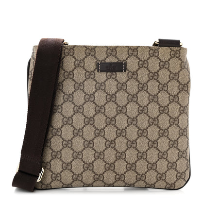 Gucci GG Supreme Monogram Small Flat Messenger Bag Dark Brown 1 of 10