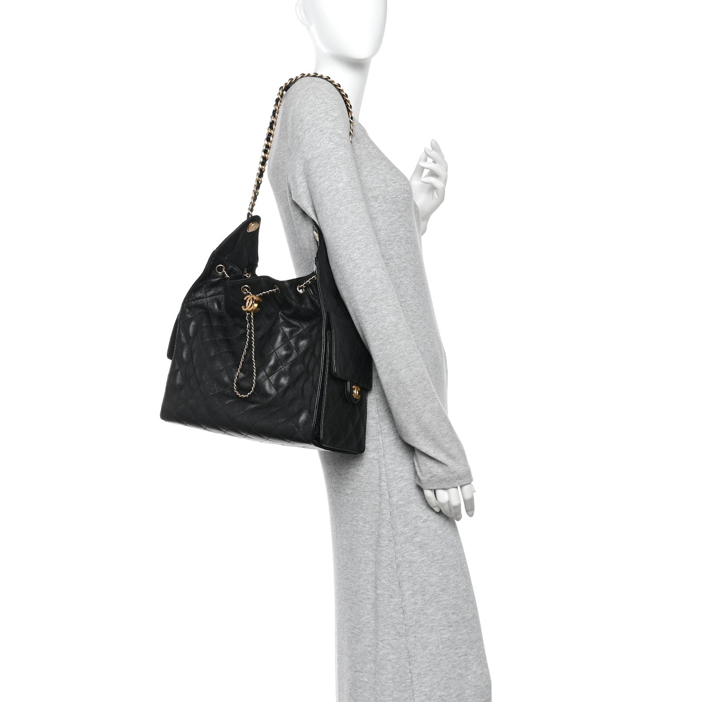 Caviar Quilted Medium Chanel 25 Handbag Black