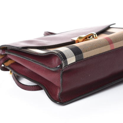 Burberry Derby Calfskin House Check Small Macken Crossbody Bag Mahogany Red 13 of 14
