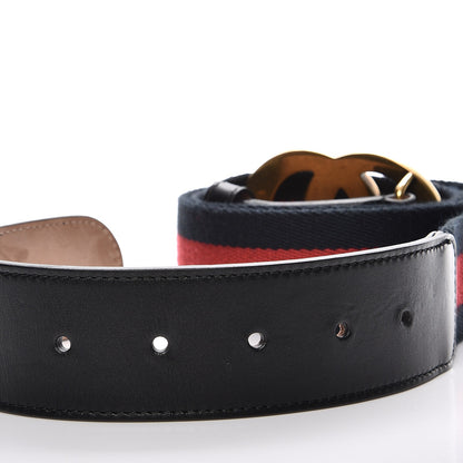 Gucci Nylon Calfskin Double G Web 40mm Belt 100 40 Blue Red Black 5 of 7