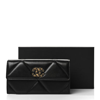 Chanel Lambskin Quilted Chanel 19 Flap Wallet Black 10 of 10