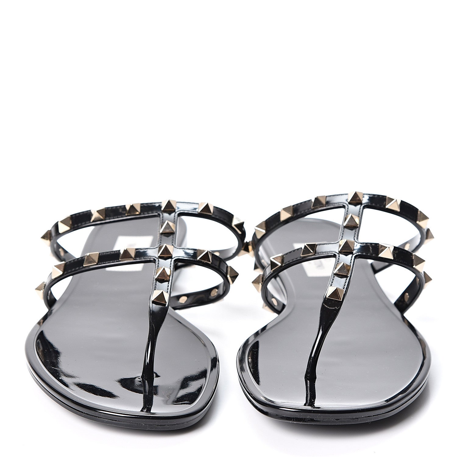 Valentino Garavani PVC Jelly Rockstud Caged Flat Thong Sandals 41 Black 2 of 8