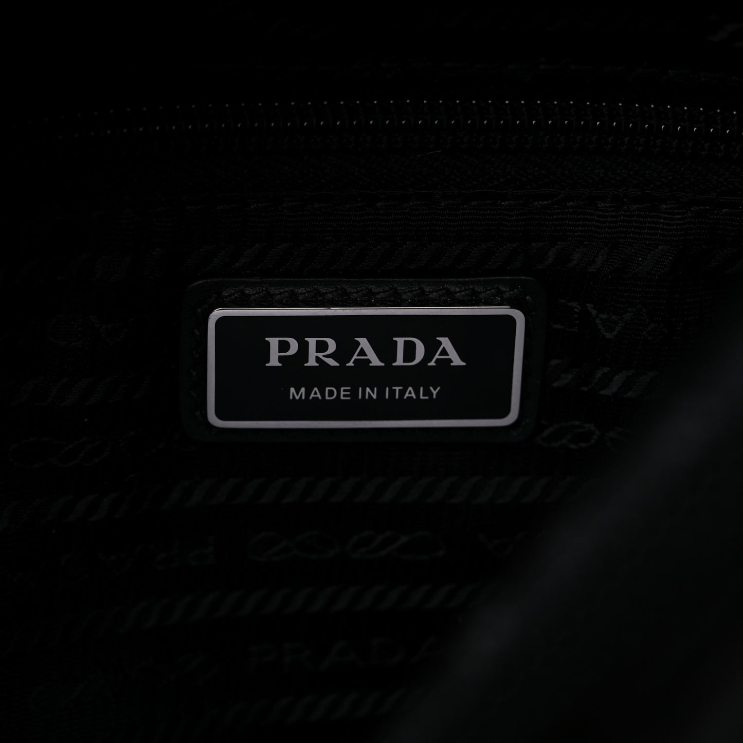 Re-Nylon Vitello Metal Triangle Logo Sling Backpack Black