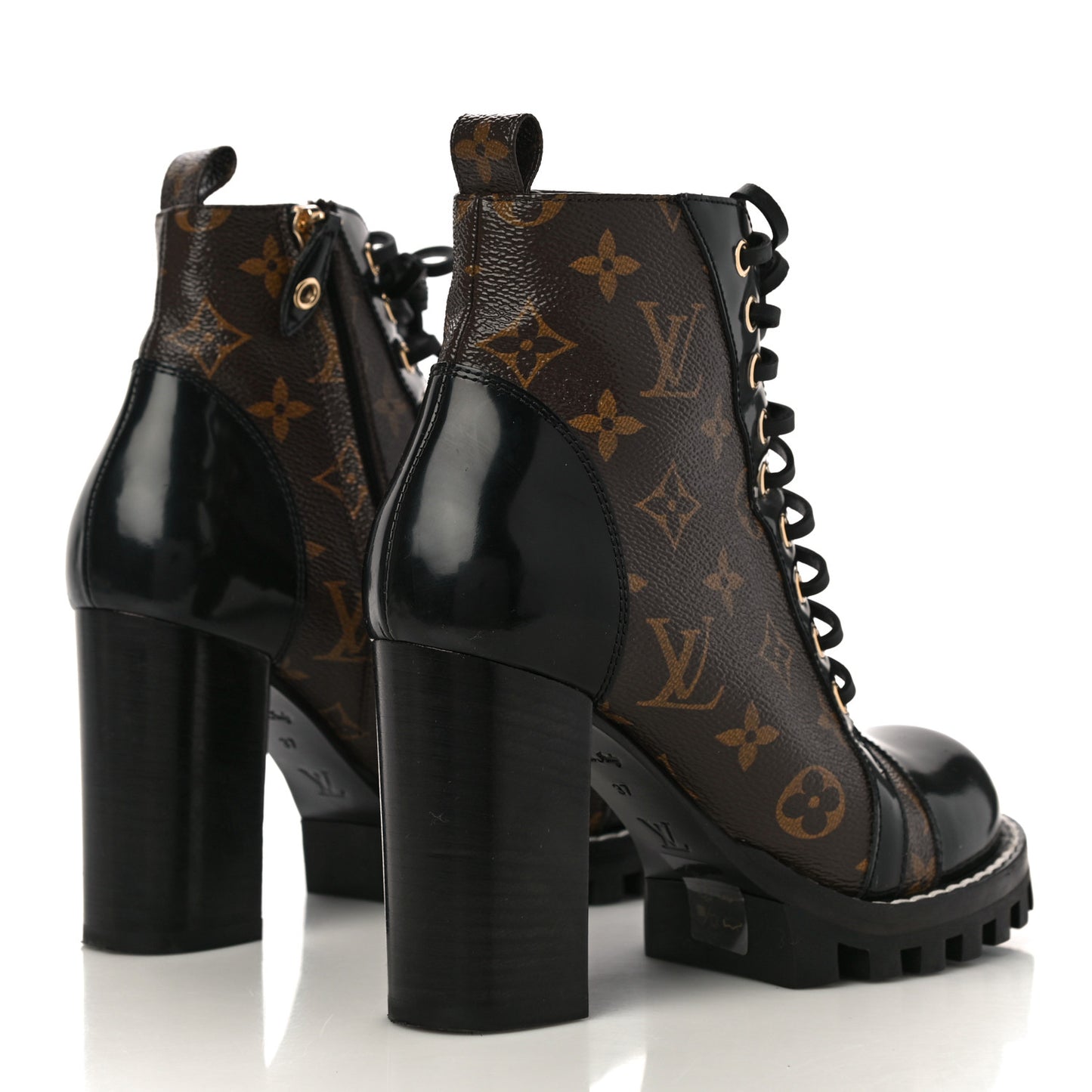 Patent Calfskin Monogram Star Trail Ankle Boots 37 Black