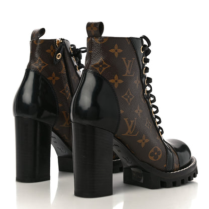 Louis Vuitton Patent Calfskin Monogram Star Trail Ankle Boots 37 Black 3 of 11