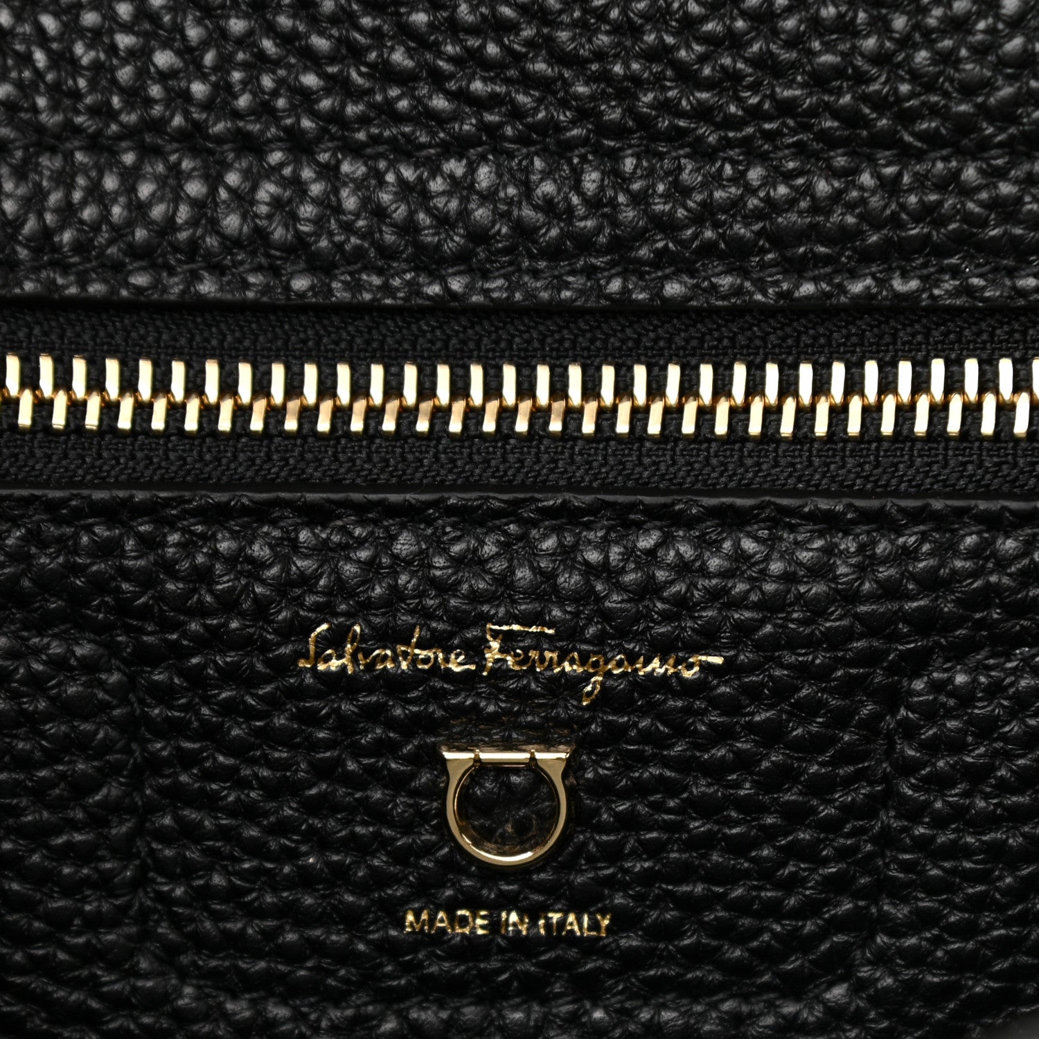 Salvatore Ferragamo Hammered Calfskin Double Handle Small Amy Tote Black 6 of 10