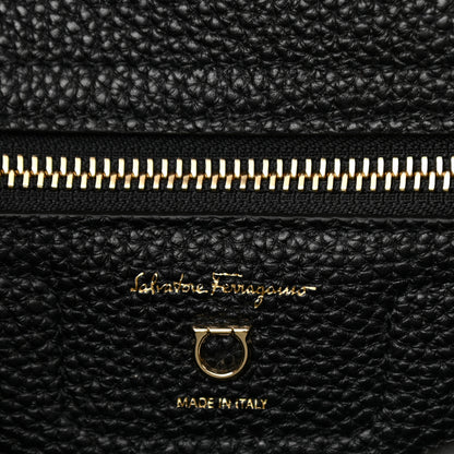 Salvatore Ferragamo Hammered Calfskin Double Handle Small Amy Tote Black 6 of 10