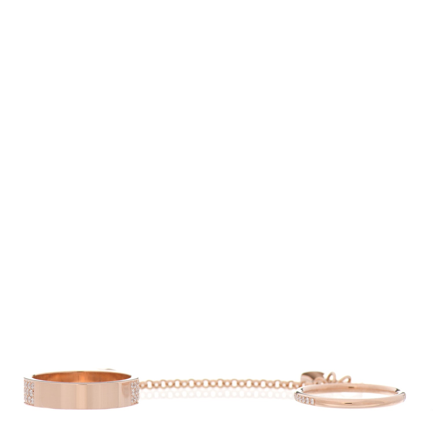 Hermes 18K Rose Gold Diamond Kelly Clochette Double Ring 50 5.25 3 of 7