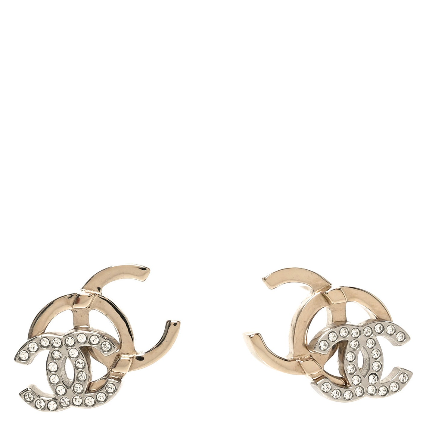 Crystal Double CC Earrings Gold Silver