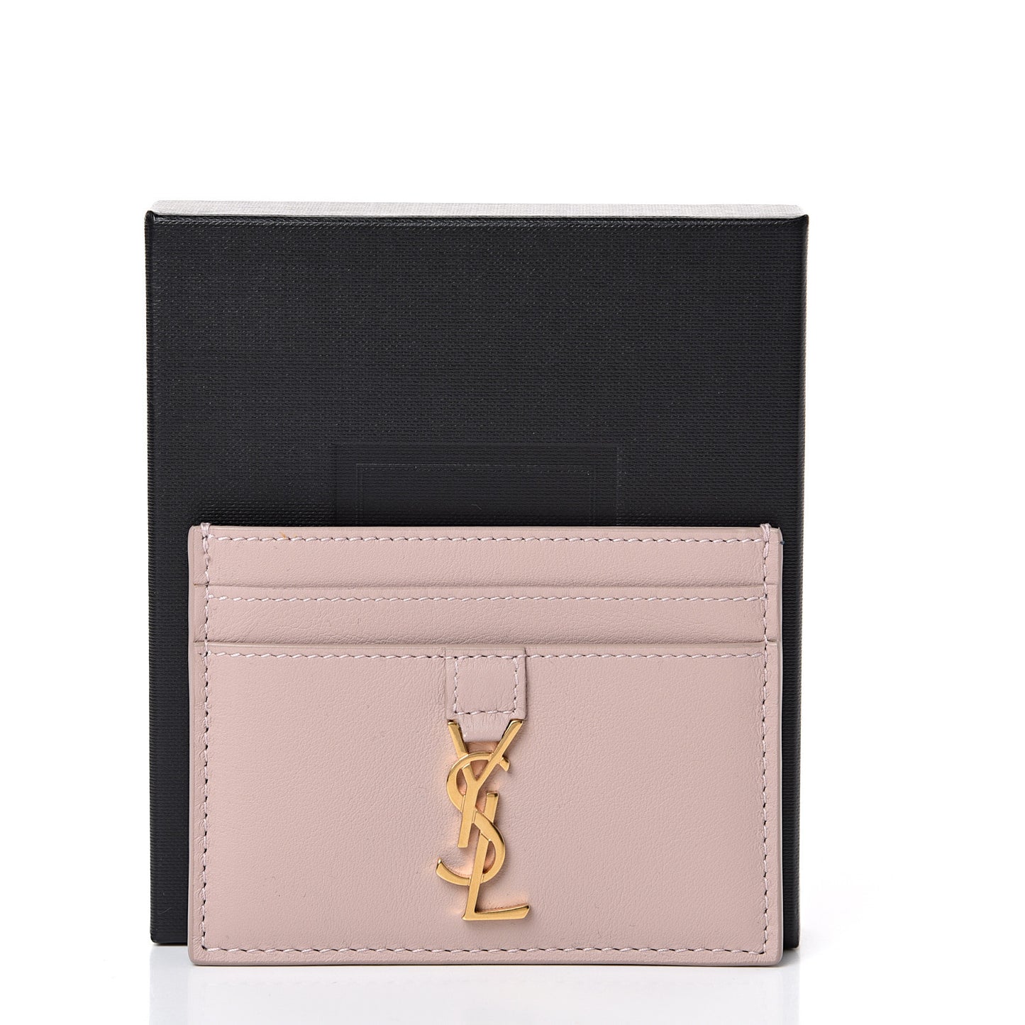 Calfskin Monogram Credit Card Case Pale Pink