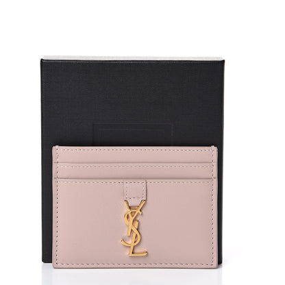 Saint Laurent Calfskin Monogram Credit Card Case Pale Pink 7 of 7