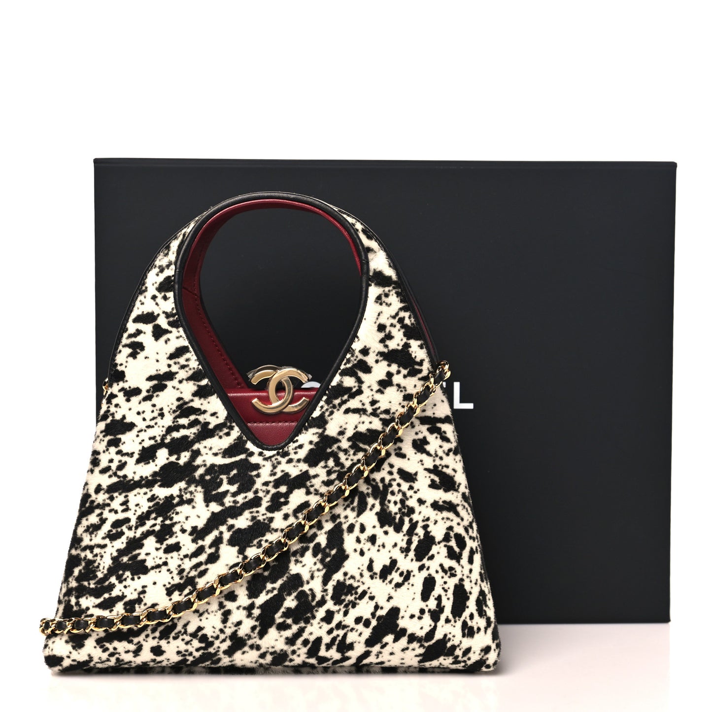 Pony Hair Printed Chic Lady Small Shopping Tote White Black