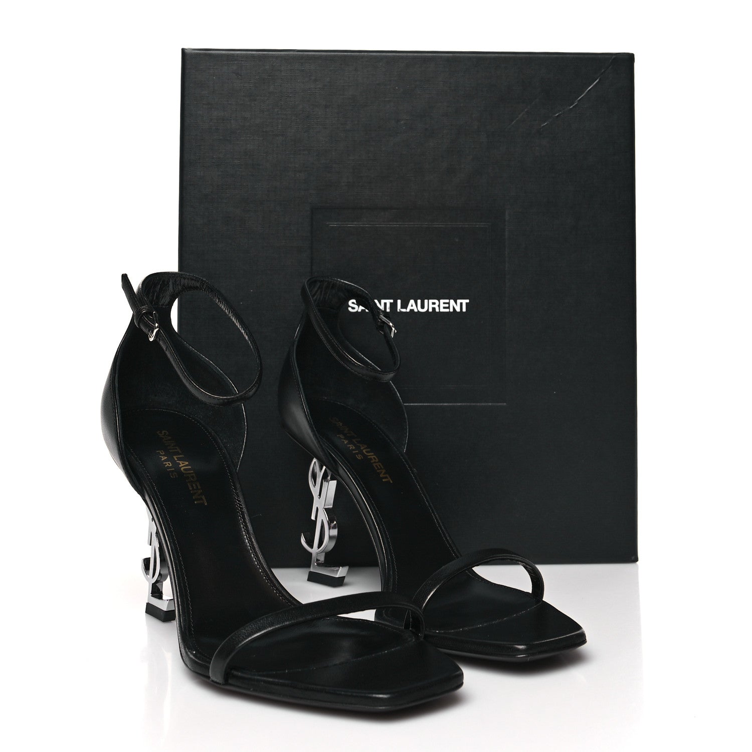 Saint Laurent Calfskin Opyum 85 Sandals 37 Black Silver 9 of 9