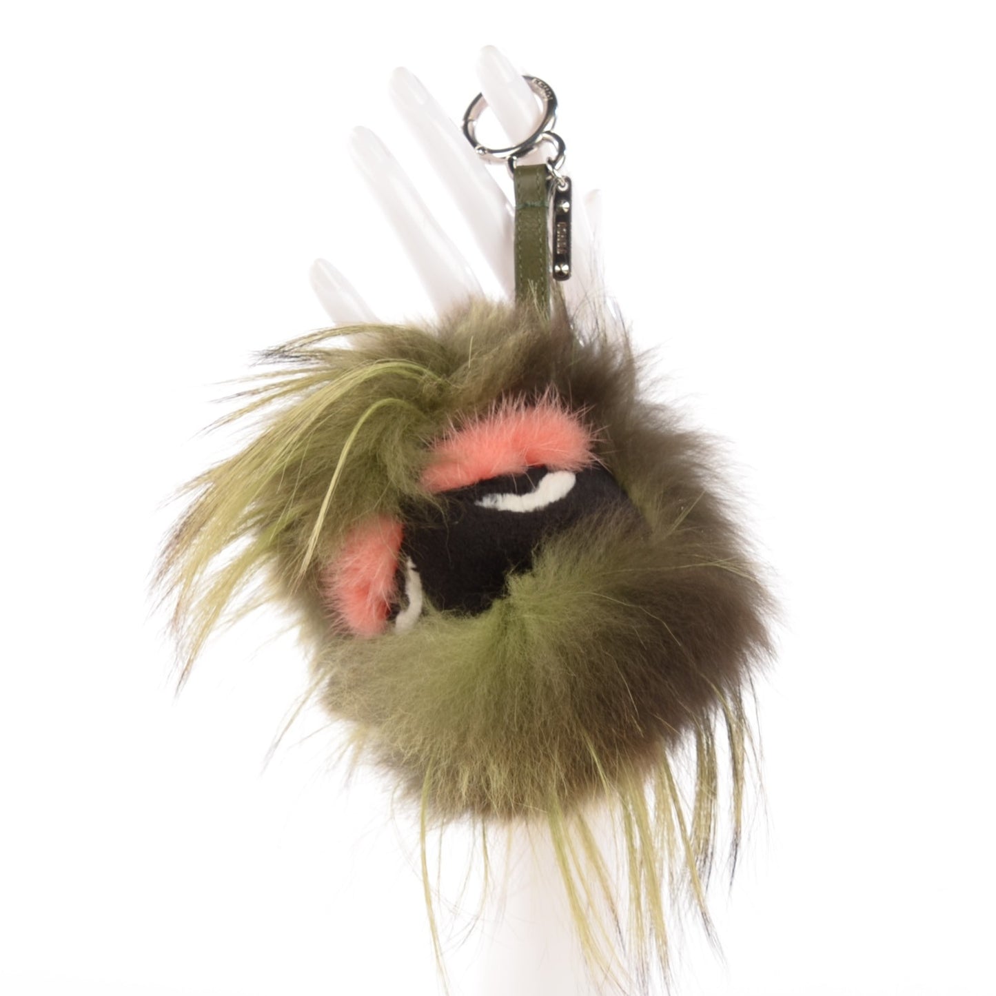 Fox Mink Rabbit Fur Vitello Flamingo Kooky Monster Bag Bug Charm Verde Multicolor Olive