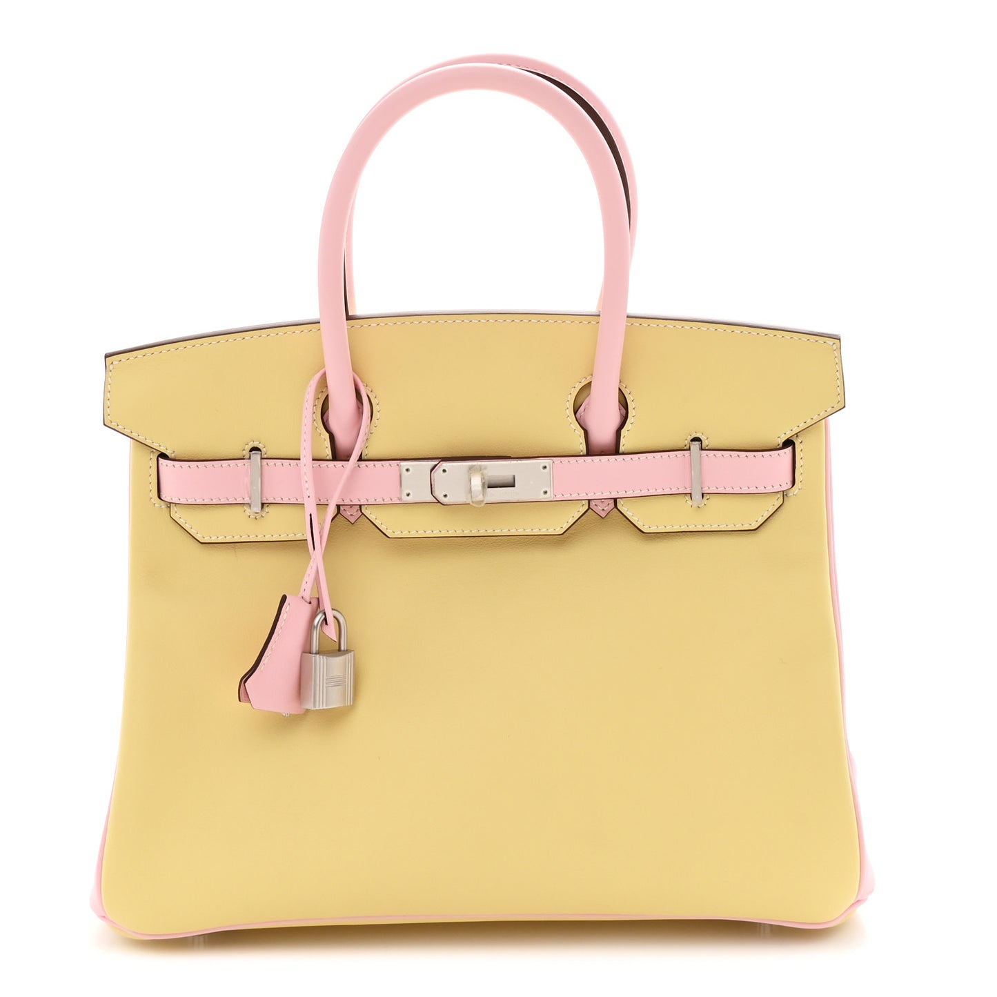Swift Horseshoe Bi-Color Birkin 30 Jaune Poussin Rose Sakura