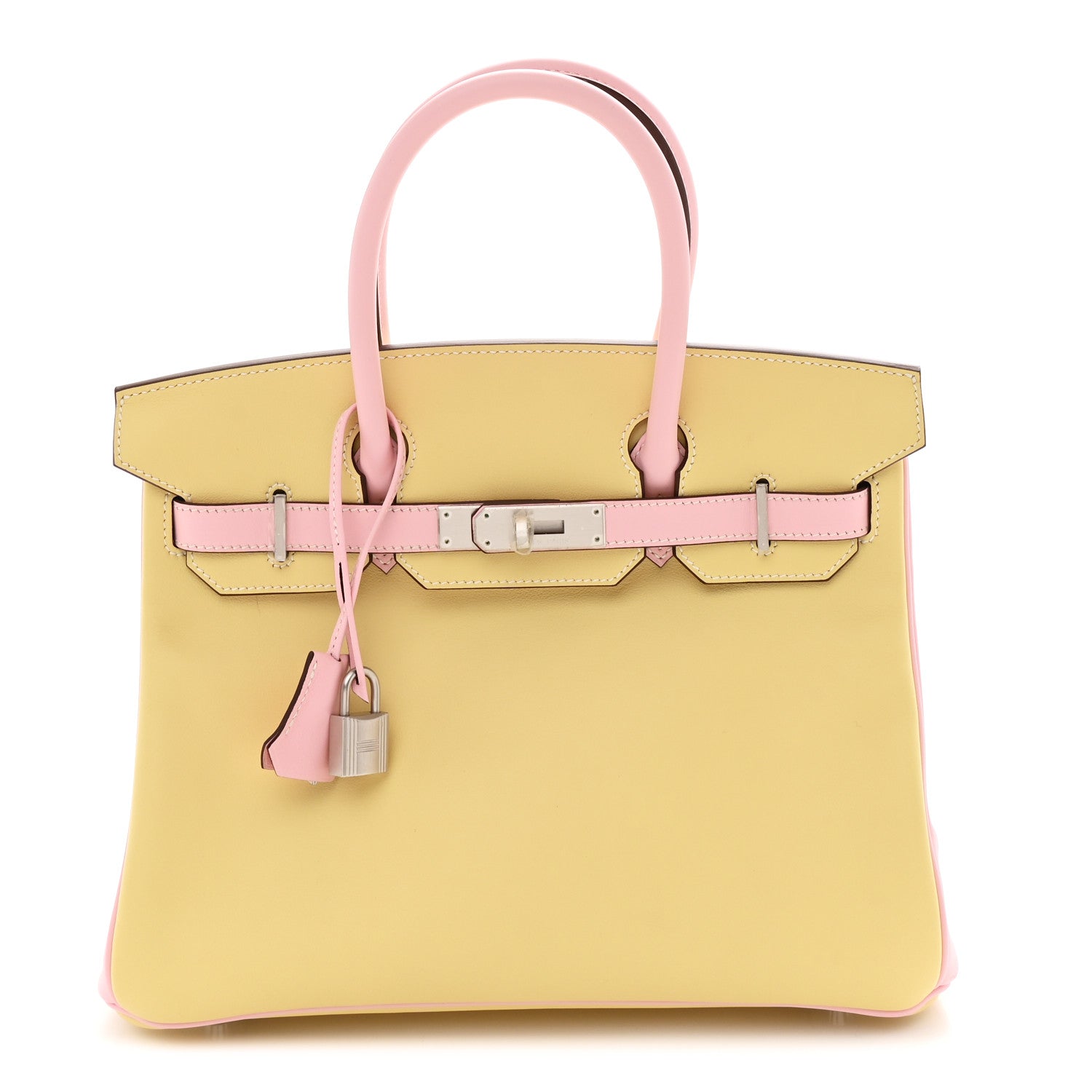 Hermes Swift Horseshoe Bi-Color Birkin 30 Jaune Poussin Rose Sakura 1 of 11