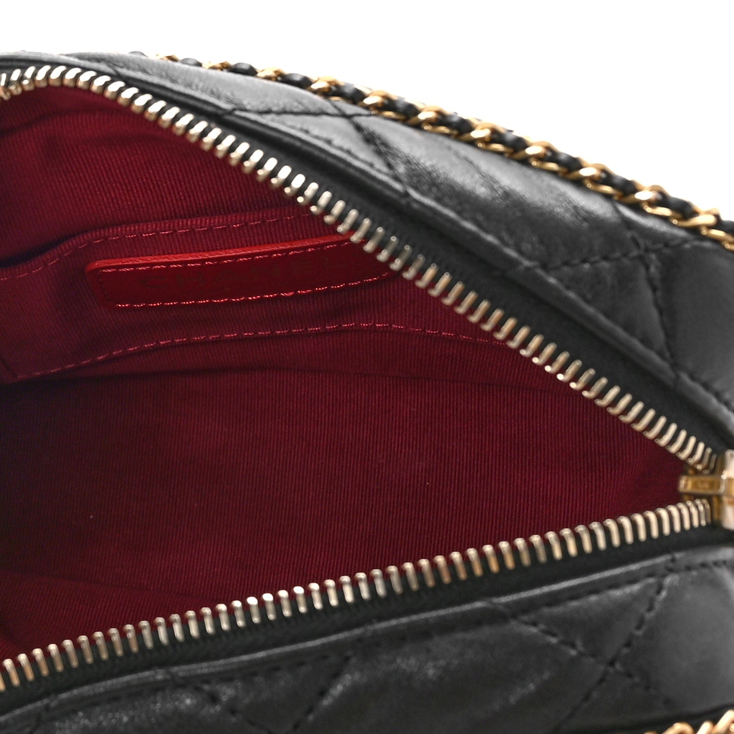 Lambskin Quilted Chain CC Mini Camera Case Black