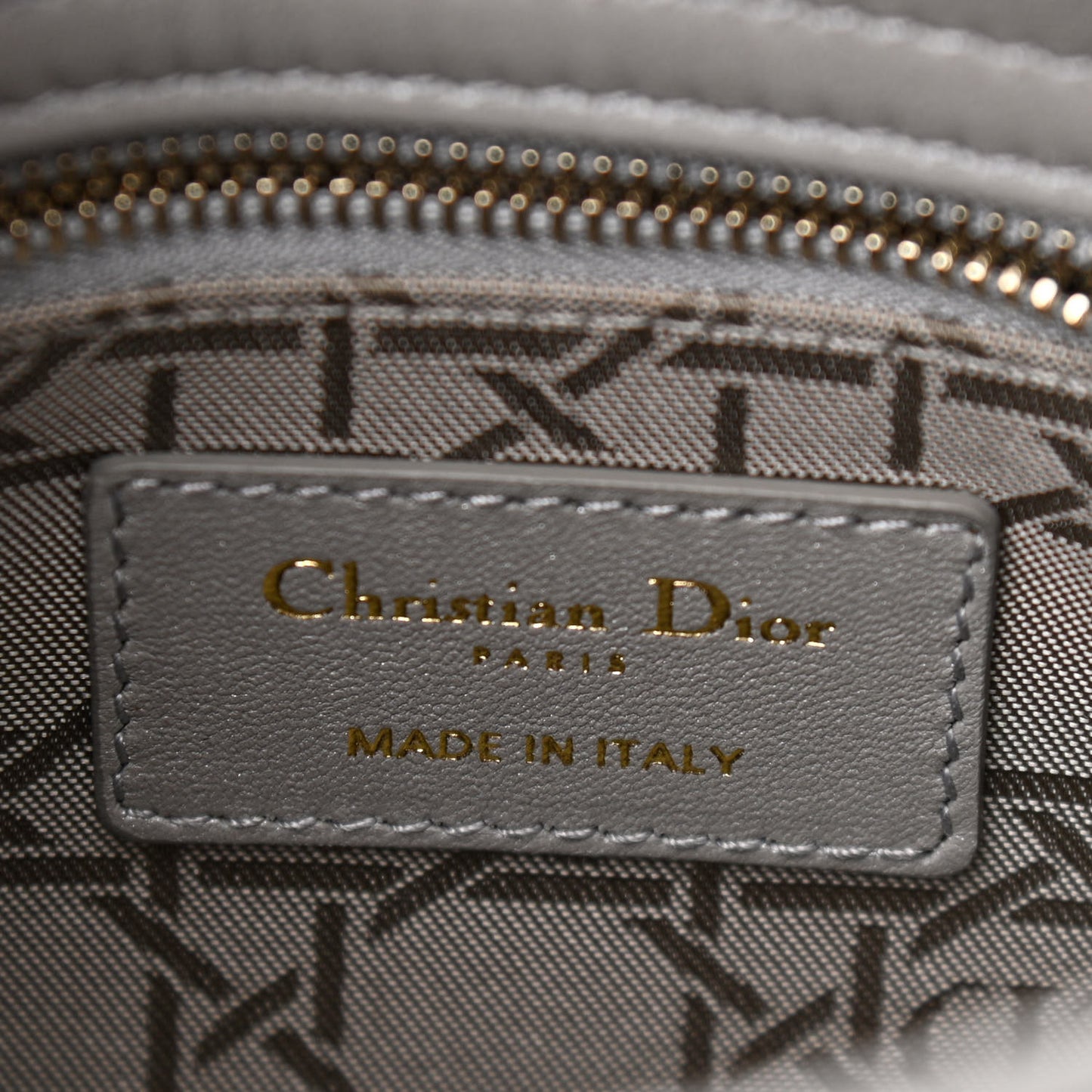 Metallic Lambskin Cannage Mini Lady Dior Grey