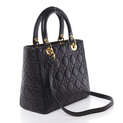 Christian Dior Lambskin Cannage Medium Lady Dior Black 4 of 11