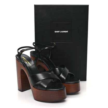 Saint Laurent Calfskin Bianca Platform Sandals 38 Black 9 of 10