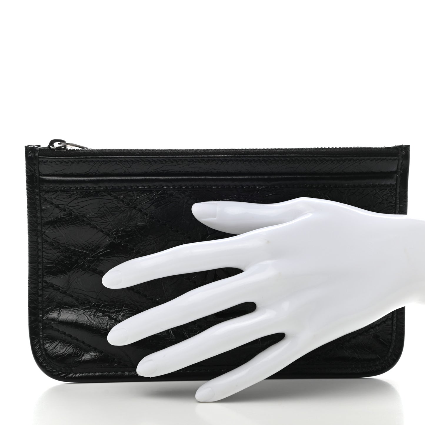 Crinkled Calfskin Matelasse Monogram Niki Bill Pouch Black