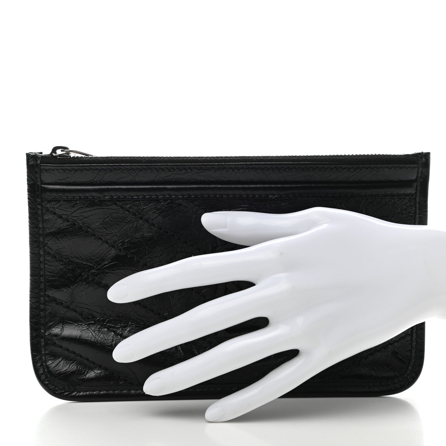 Saint Laurent Crinkled Calfskin Matelasse Monogram Niki Bill Pouch Black 2 of 7