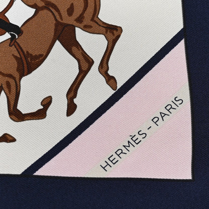 Hermes Silk Les Courses Scarf 45 Marine Beige Vert 2 of 3