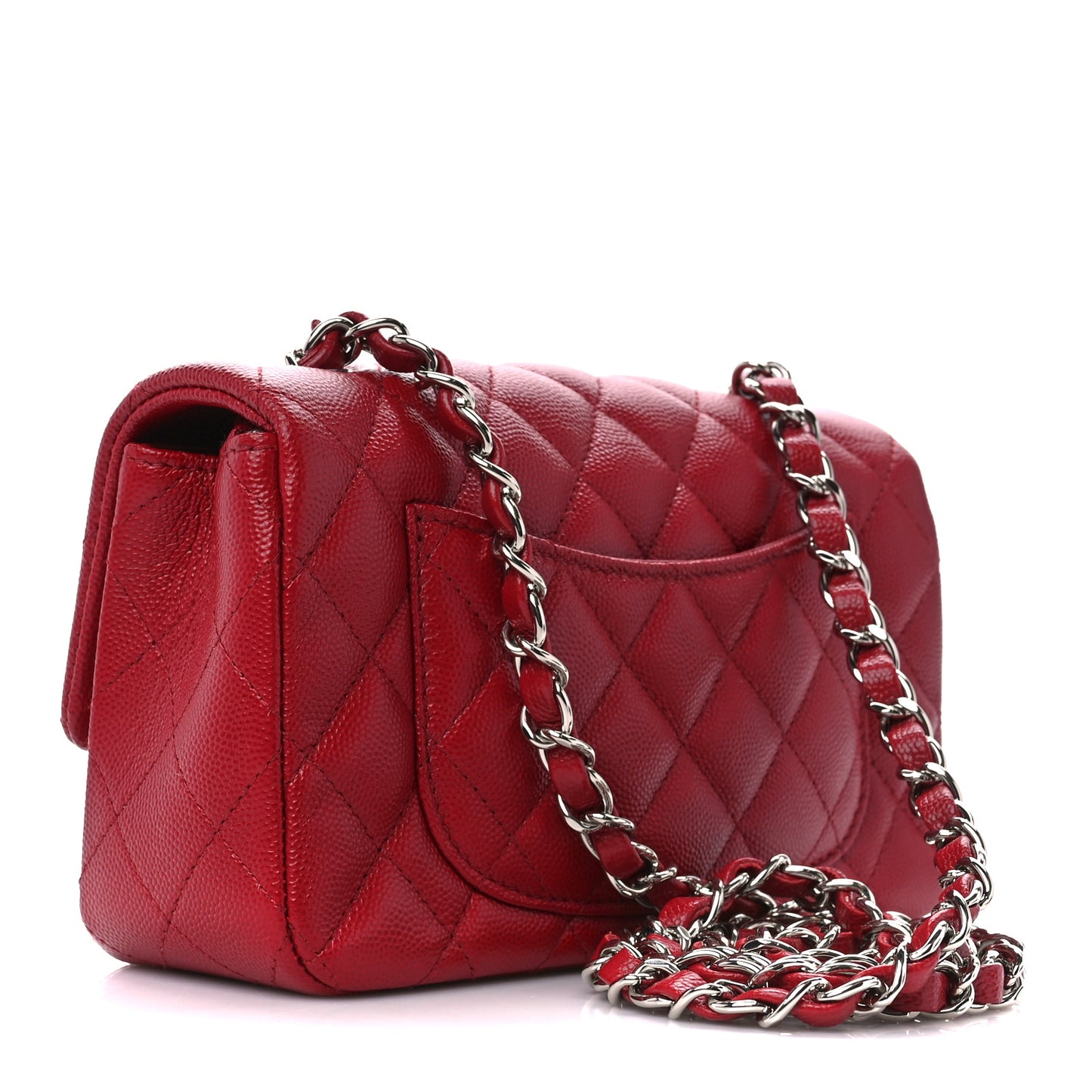 Caviar Quilted Mini Rectangular Flap Red