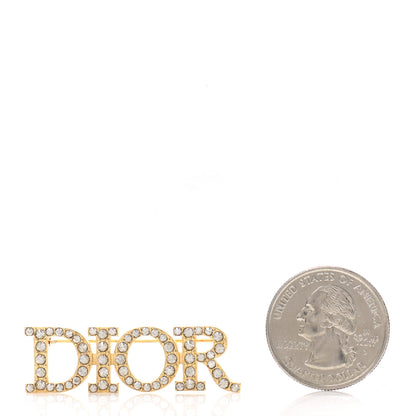 Christian Dior Crystal Dior Logo Brooch Gold 3 of 5