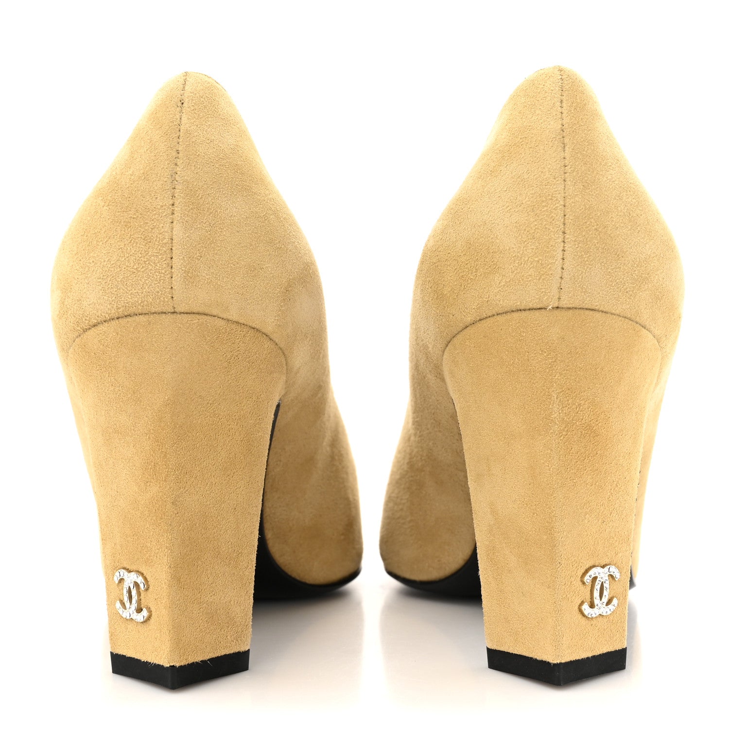 Chanel Suede Grosgrain Cap Toe CC Pumps 36 Beige Black 5 of 11