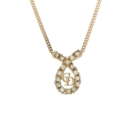 Christian Dior Crystal Logo Necklace Gold 5 of 5