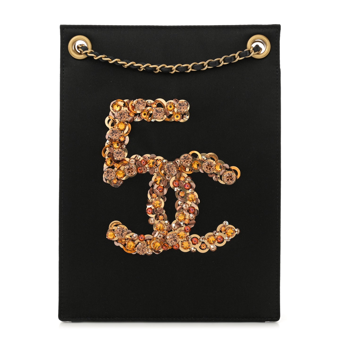 Satin Sequin No. 5 Shoulder Bag Black
