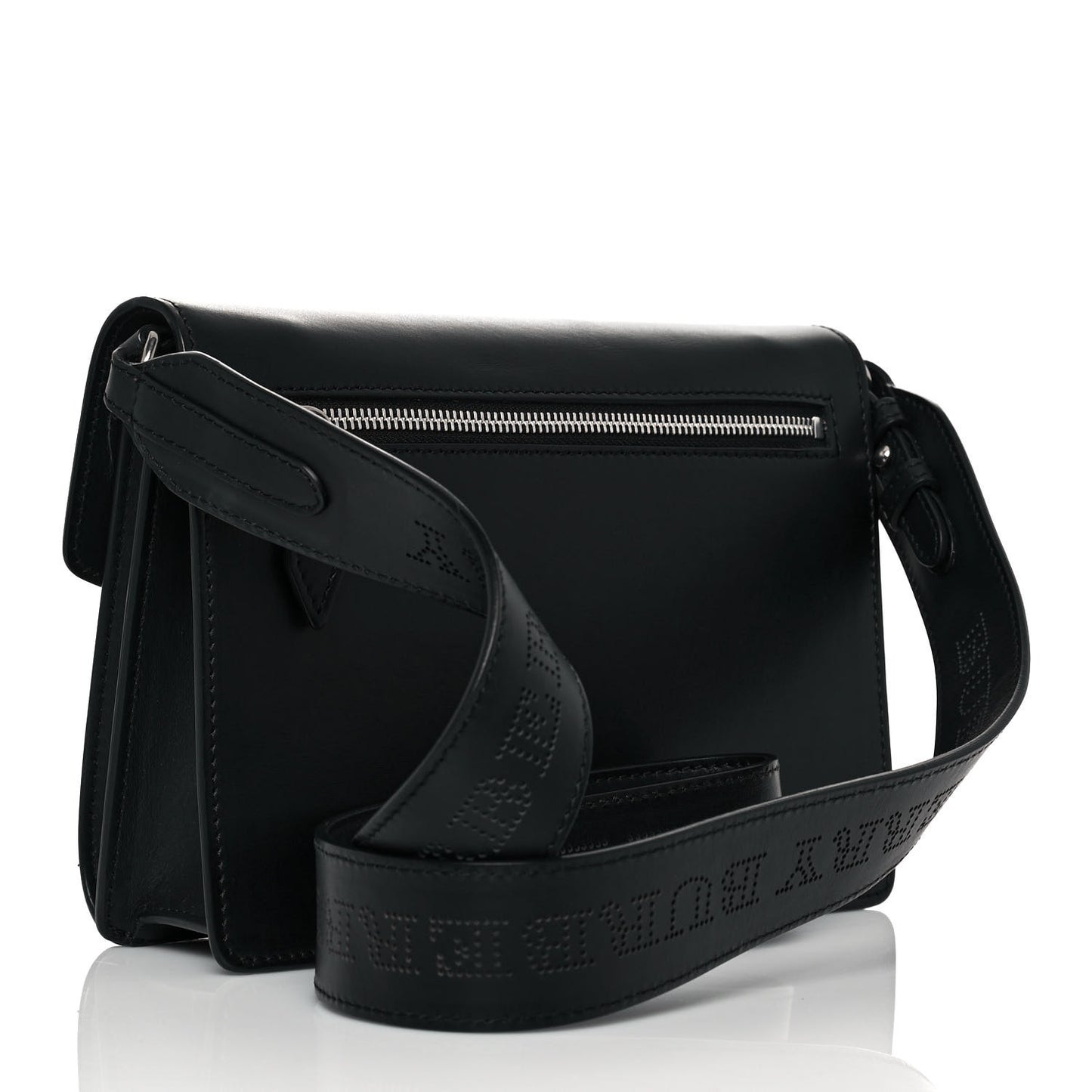 Calfskin Perforated Small Macken Crossbody Bag Black