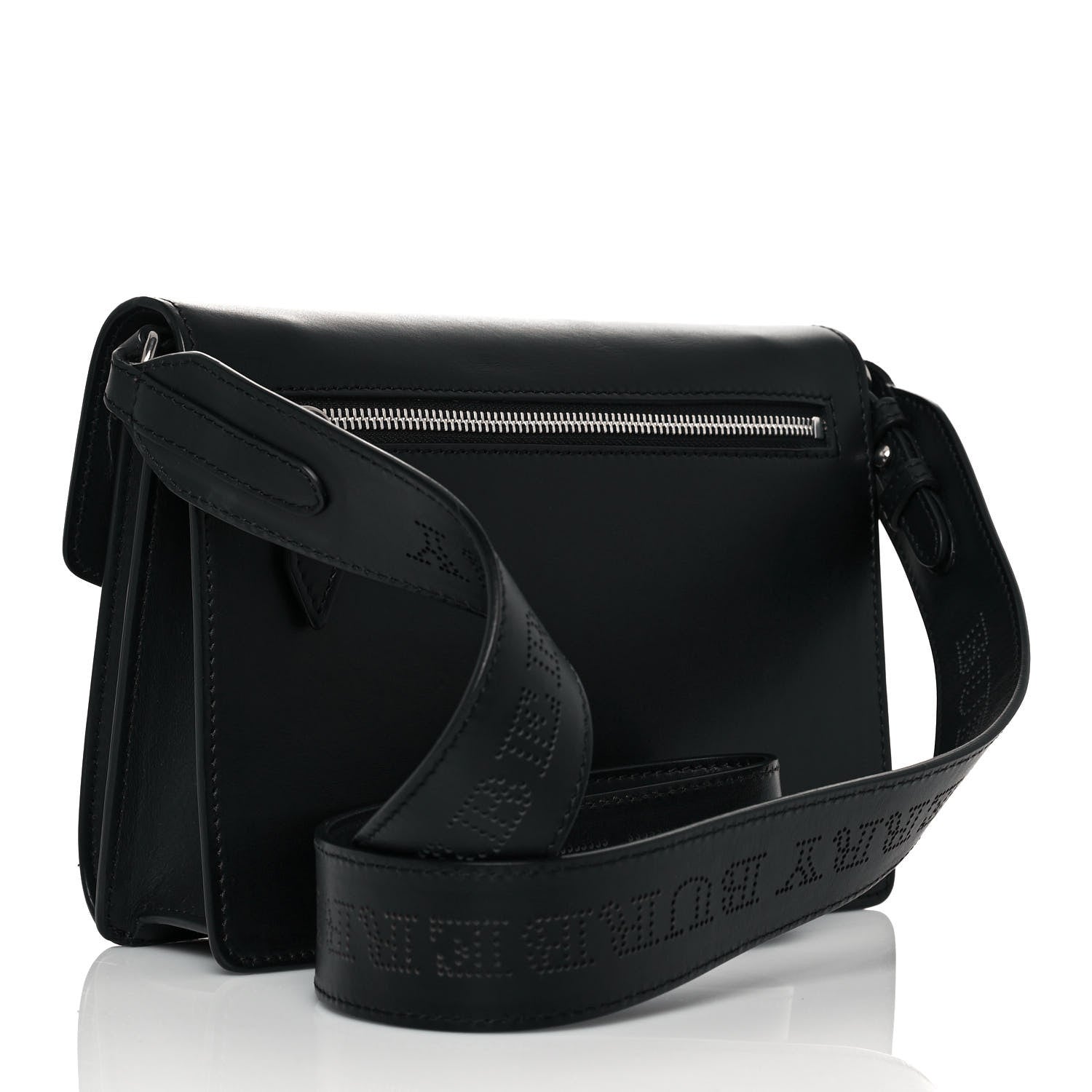 Burberry Calfskin Perforated Small Macken Crossbody Bag Black 3 of 13