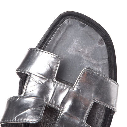 Hermes Metallic Nappa Calfskin Oran Sandals 35 Argent 5 of 11