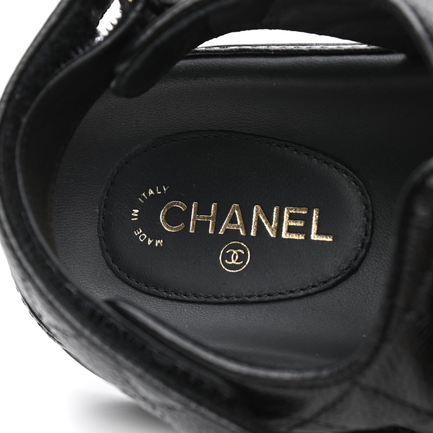 Chanel Grained Calfskin Velcro Dad Sandals 39 Black 7 of 8