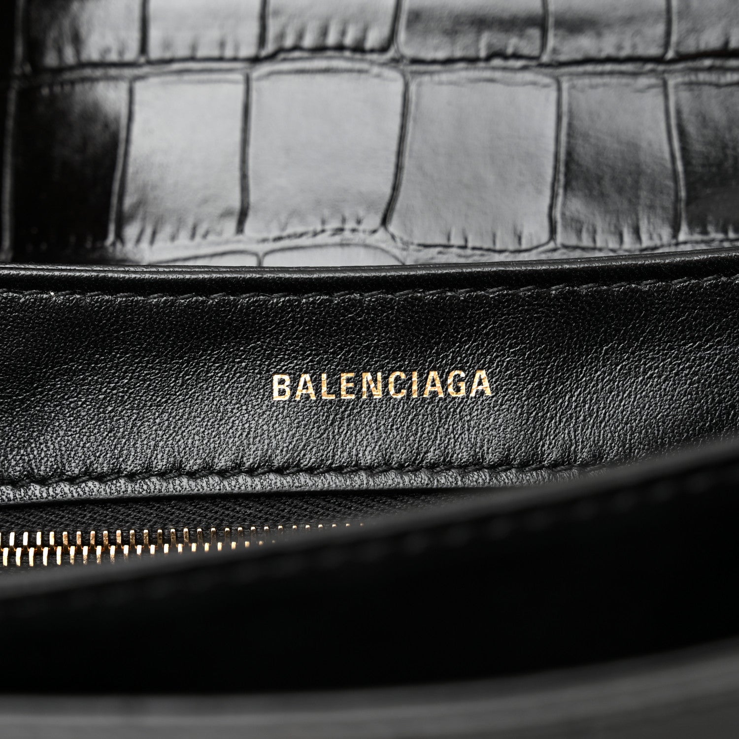 Balenciaga Shiny Extra Supple Calfskin Crocodile Embossed Small Triplet Bag Black 6 of 12