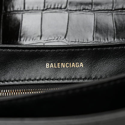 Balenciaga Shiny Extra Supple Calfskin Crocodile Embossed Small Triplet Bag Black 6 of 12