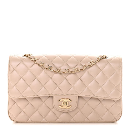 Chanel Iridescent Lambskin Quilted Medium Double Flap Light Beige 1 of 14