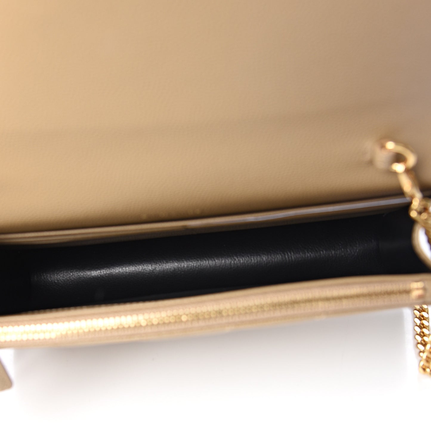 Grain De Poudre Matelasse Chevron Monogram Envelope Chain Wallet Taupe
