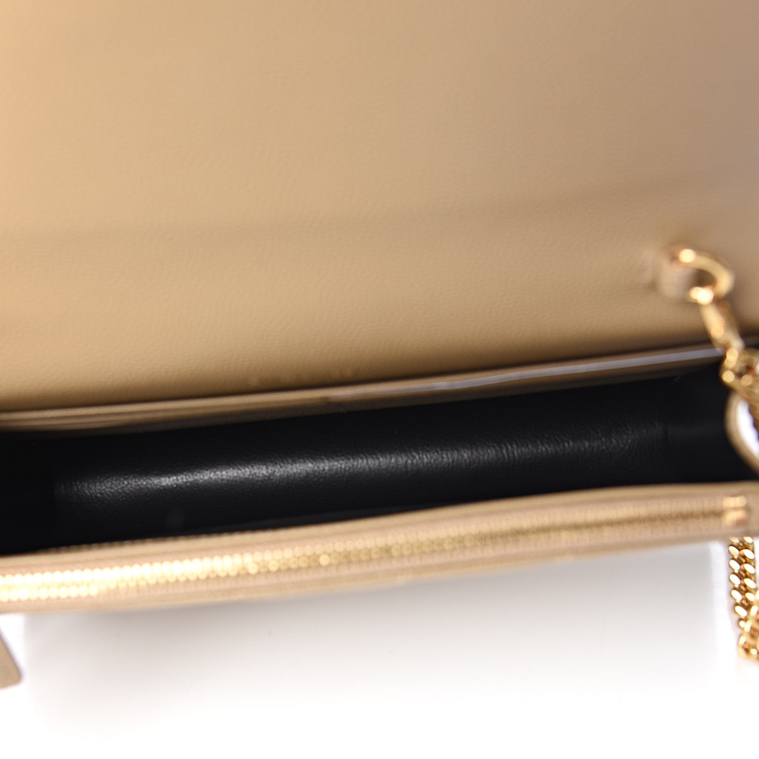 Saint Laurent Grain De Poudre Matelasse Chevron Monogram Envelope Chain Wallet Taupe 4 of 10