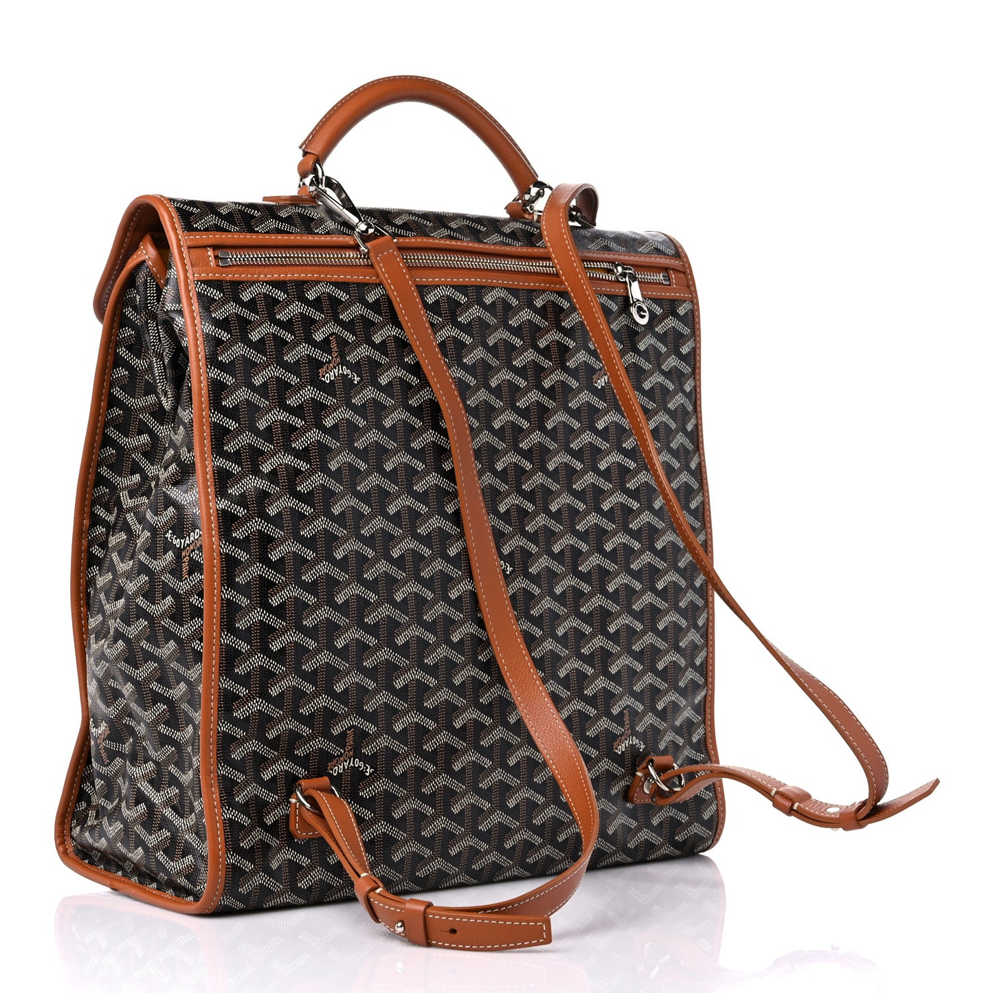 Goyardine Saint Leger Soft Briefcase Backpack Black Gold